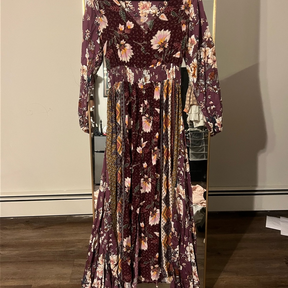 Oddy Floral Bohemian Long Sleeve Floor Length Dress